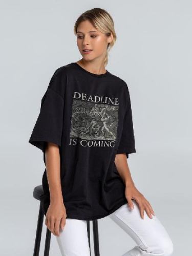 Футболка оверсайз Deadline, черная фото 2