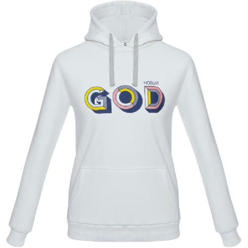Толстовка с капюшоном «Новый GOD», белая фото 3